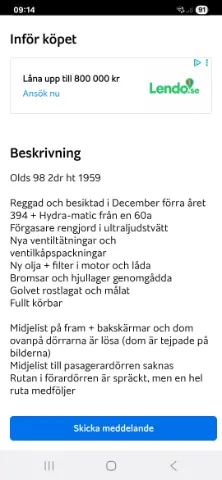 Oldsmobile 1959 Olds coupe ht-59 till salu i Köpmanholmen – bild 7 av 7