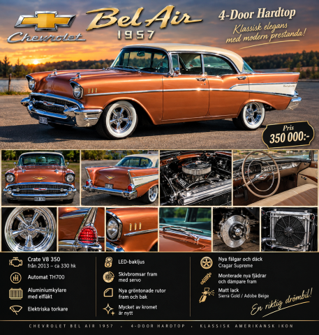 Chevrolet 1957 Chevrolet Bel Air 4 dr. Ht 1957 till salu i Värnamo – bild 1 av 1